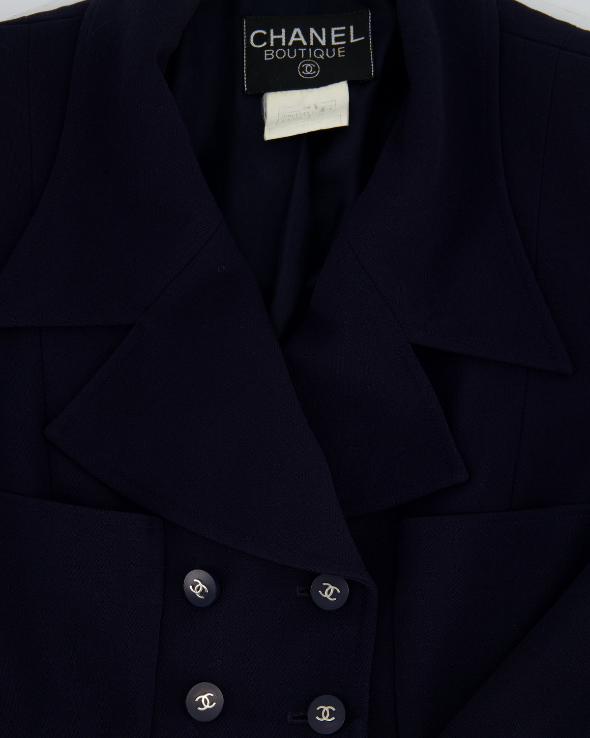 Chanel Navy Vintage Jacket With Silver CC Button Detail Size FR 38 (UK 10)