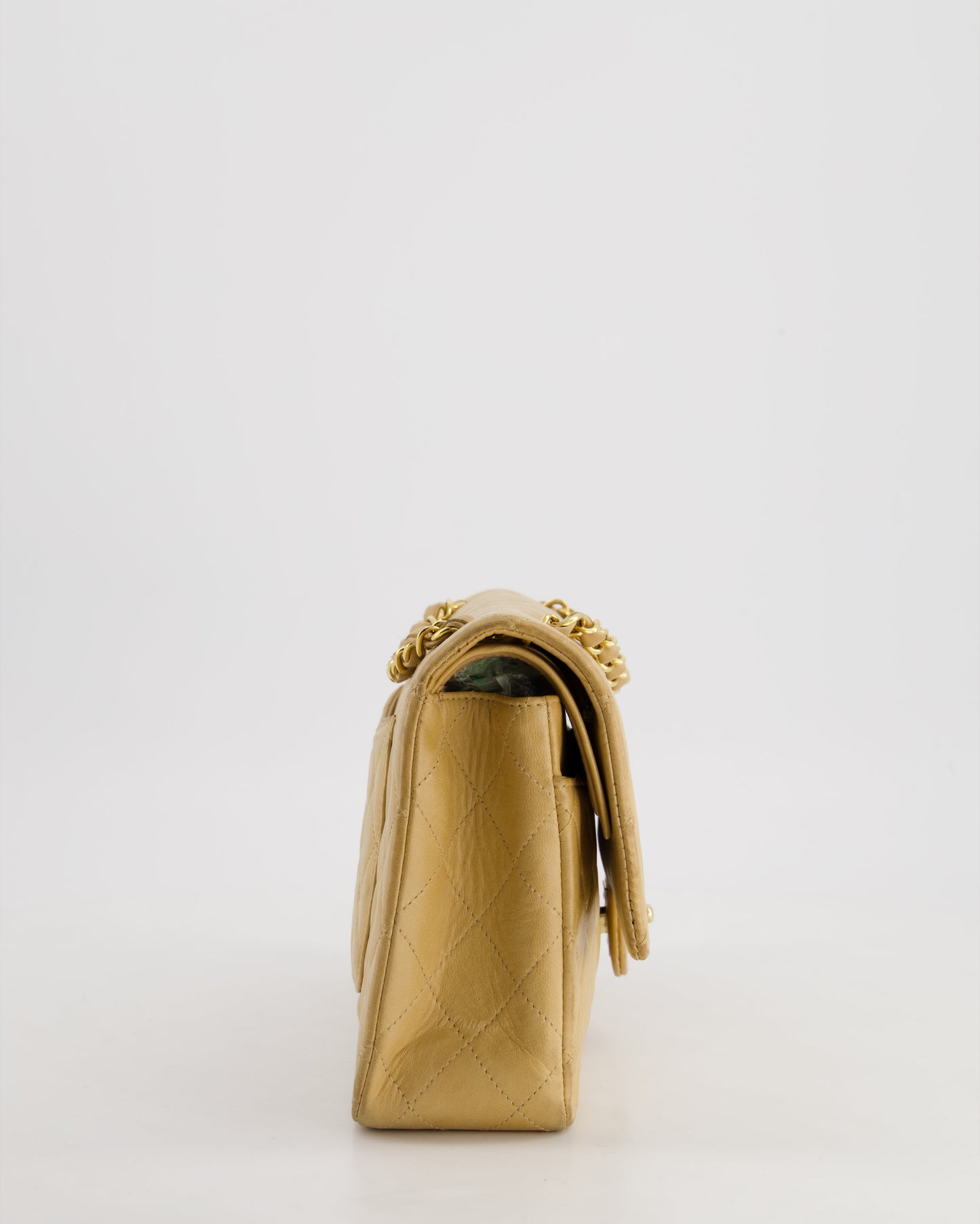 *FIRE PRICE* Chanel Vintage Beige Medium Double Flap Bag in Lambskin Leather with 24K Gold Hardware