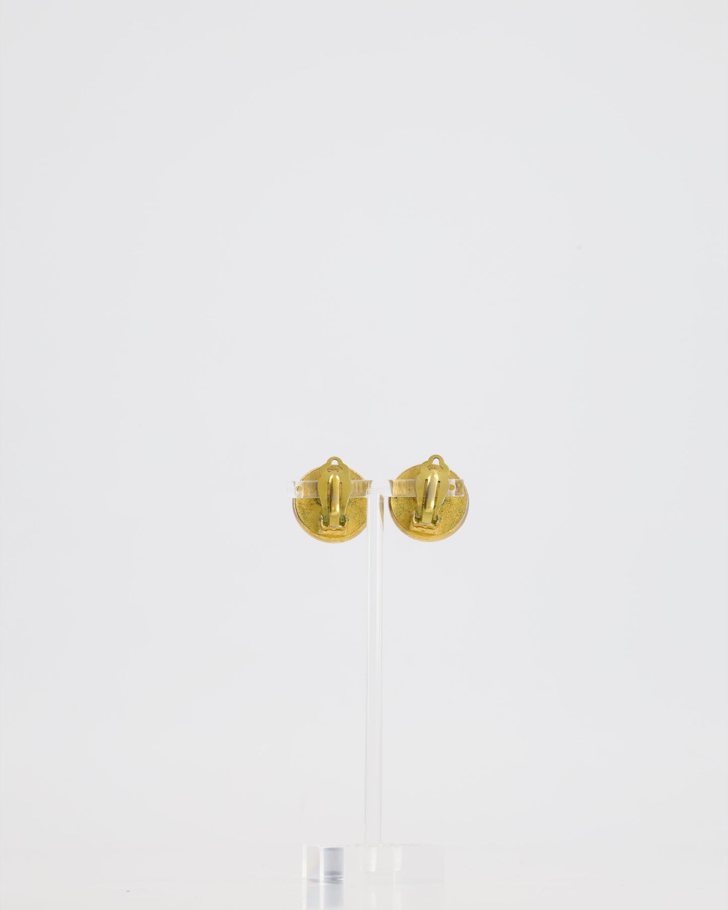 Chanel 95A Vintage Gold Clip-On Earrings with Pearls and Logo Details