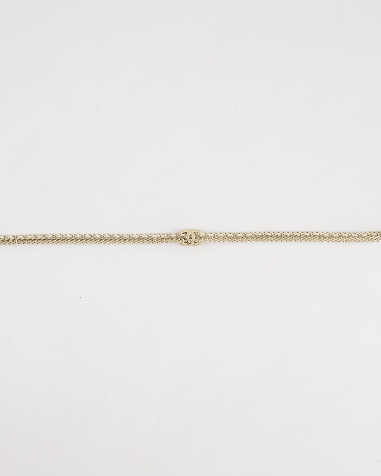 *HOT* Chanel Chain Choker Necklace in Champagne Gold with Crystal CC Logo