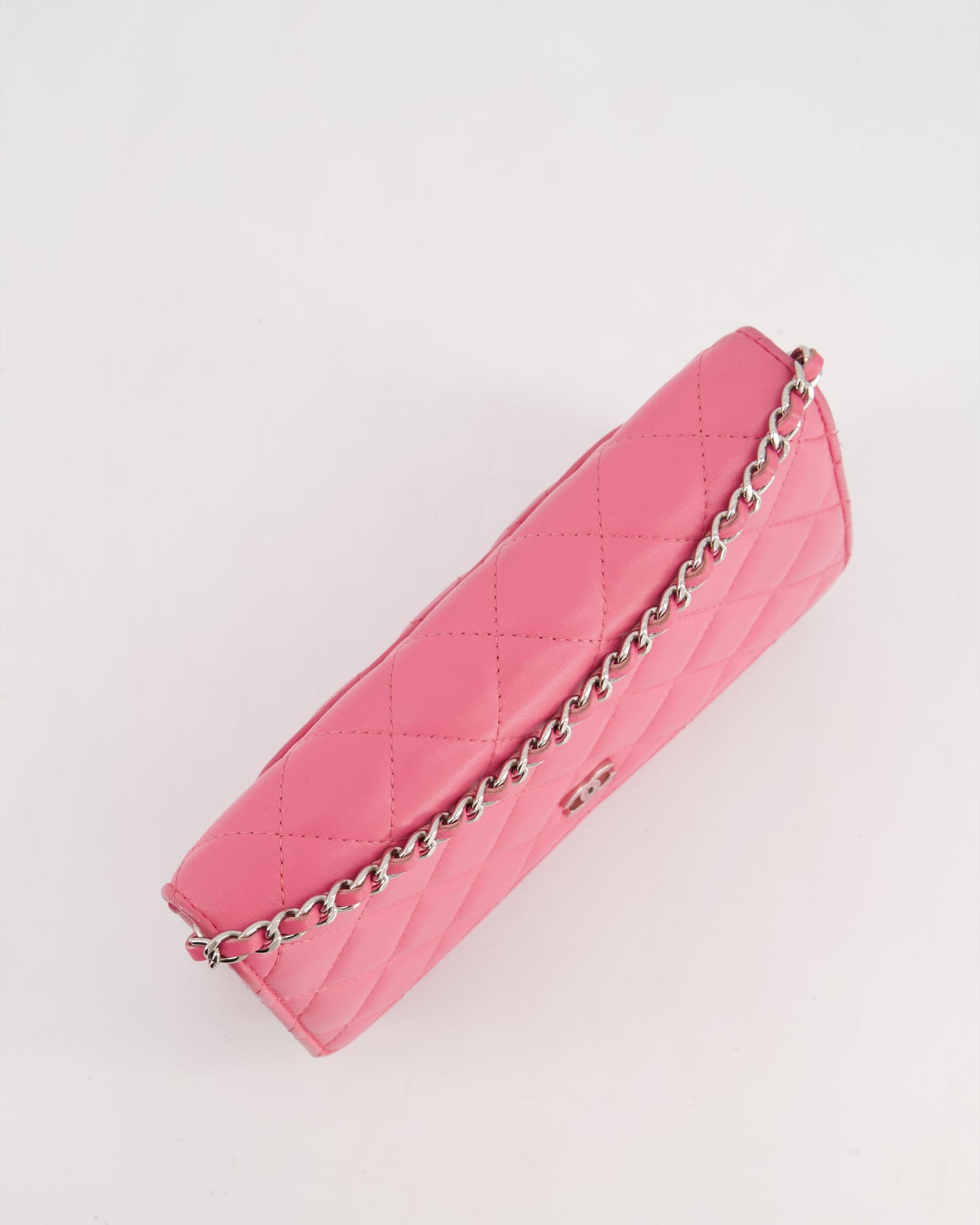 Chanel Hot Pink Lambskin Wallet on Chain Bag with Silver Hardware