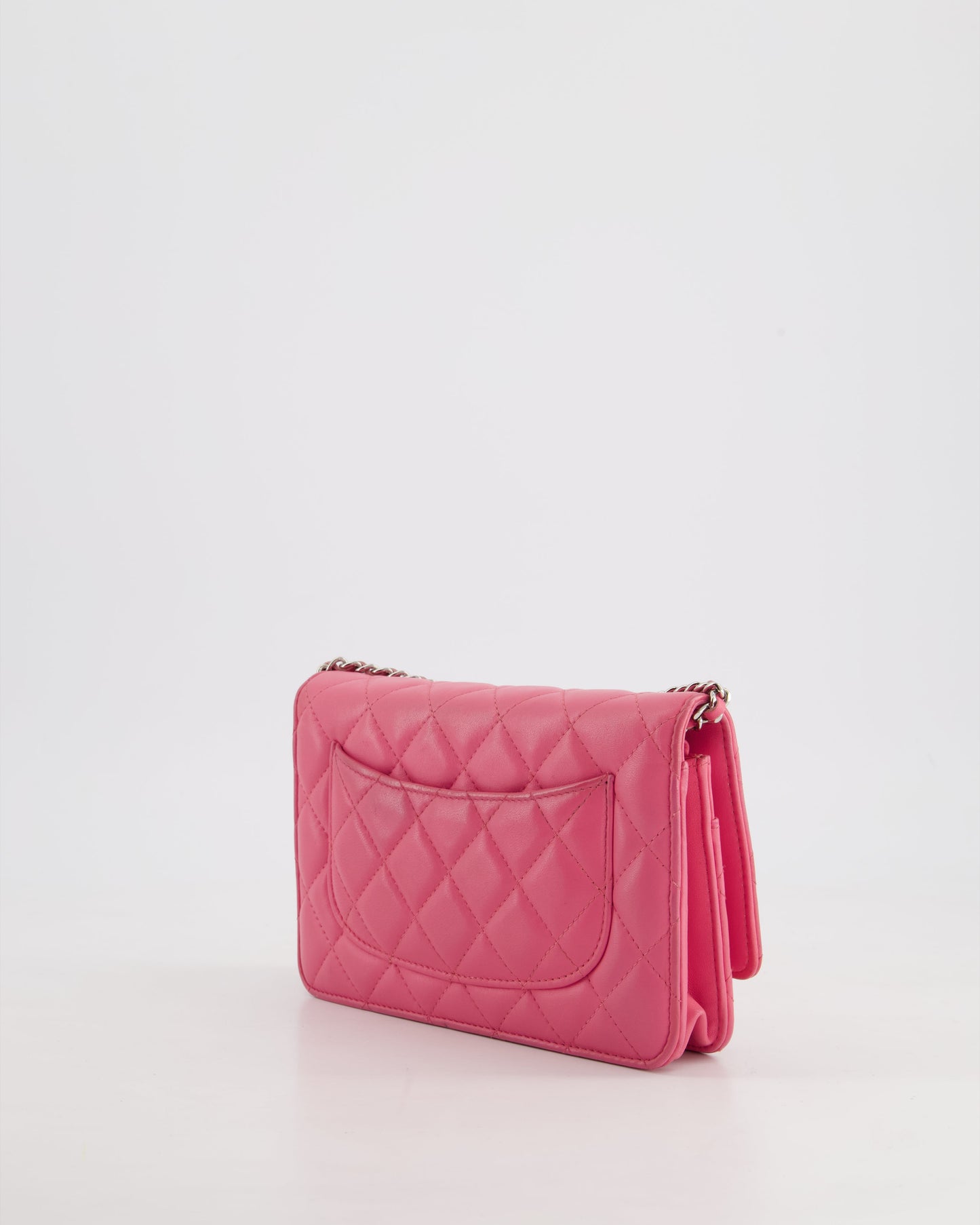 Chanel Hot Pink Lambskin Wallet on Chain Bag with Silver Hardware