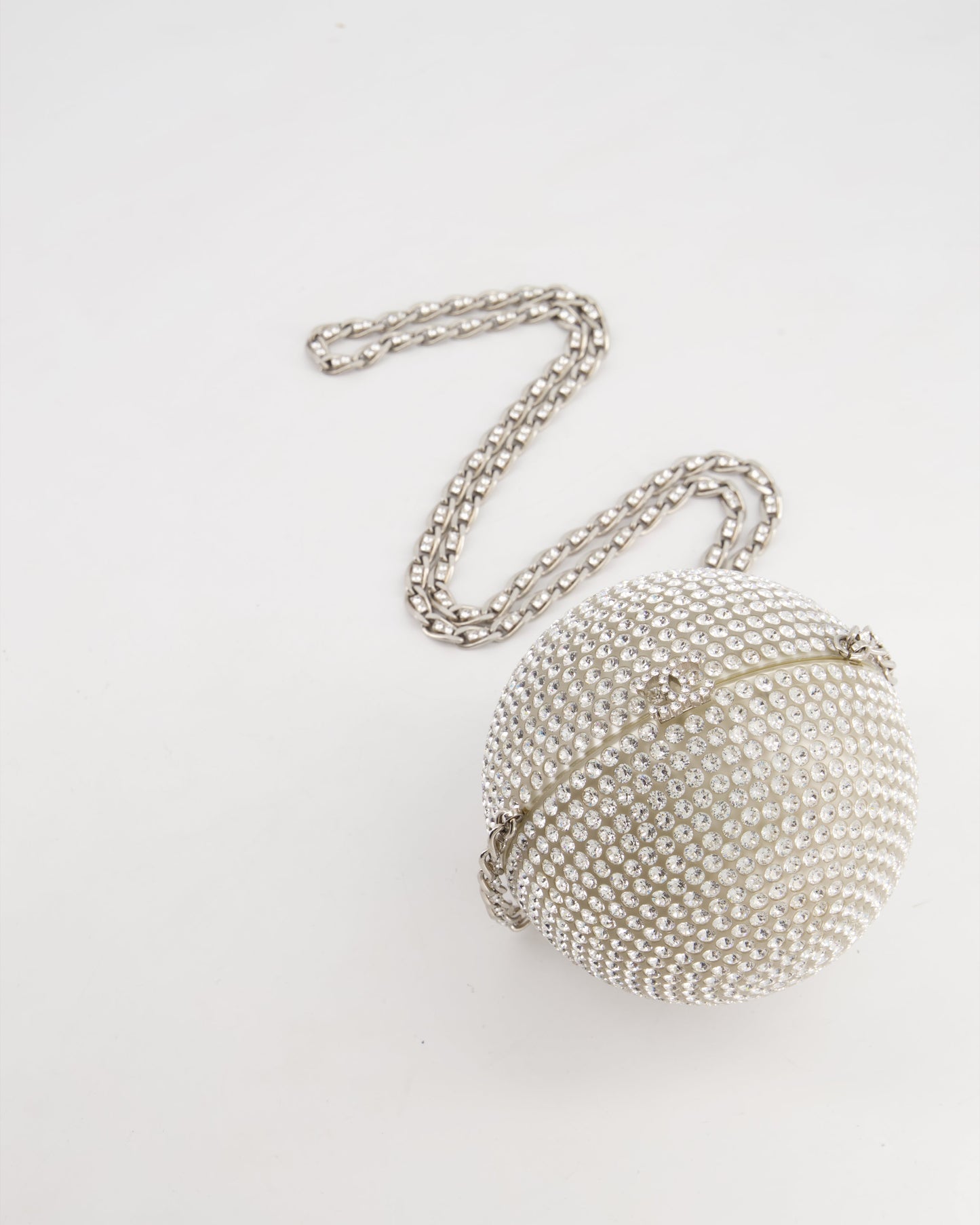 *RARE* Chanel 2008 Crystal Ball Bag with Silver Hardware and Woven Chain Strap
