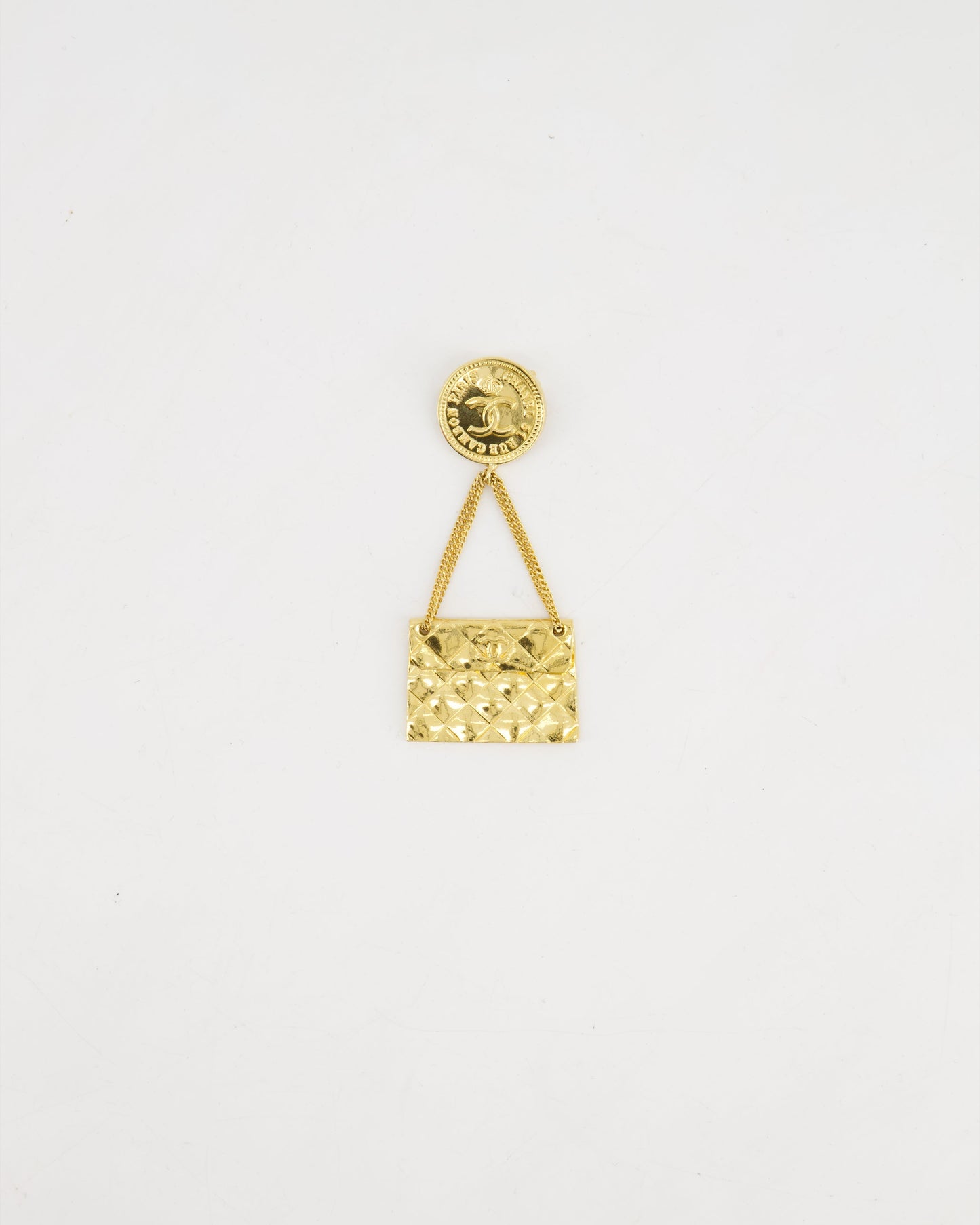 Chanel 24 K Gold plated Brooch Pin With CC Detail