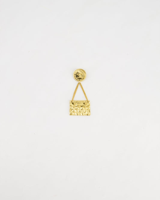 Chanel 24 K Gold plated Brooch Pin With CC Detail