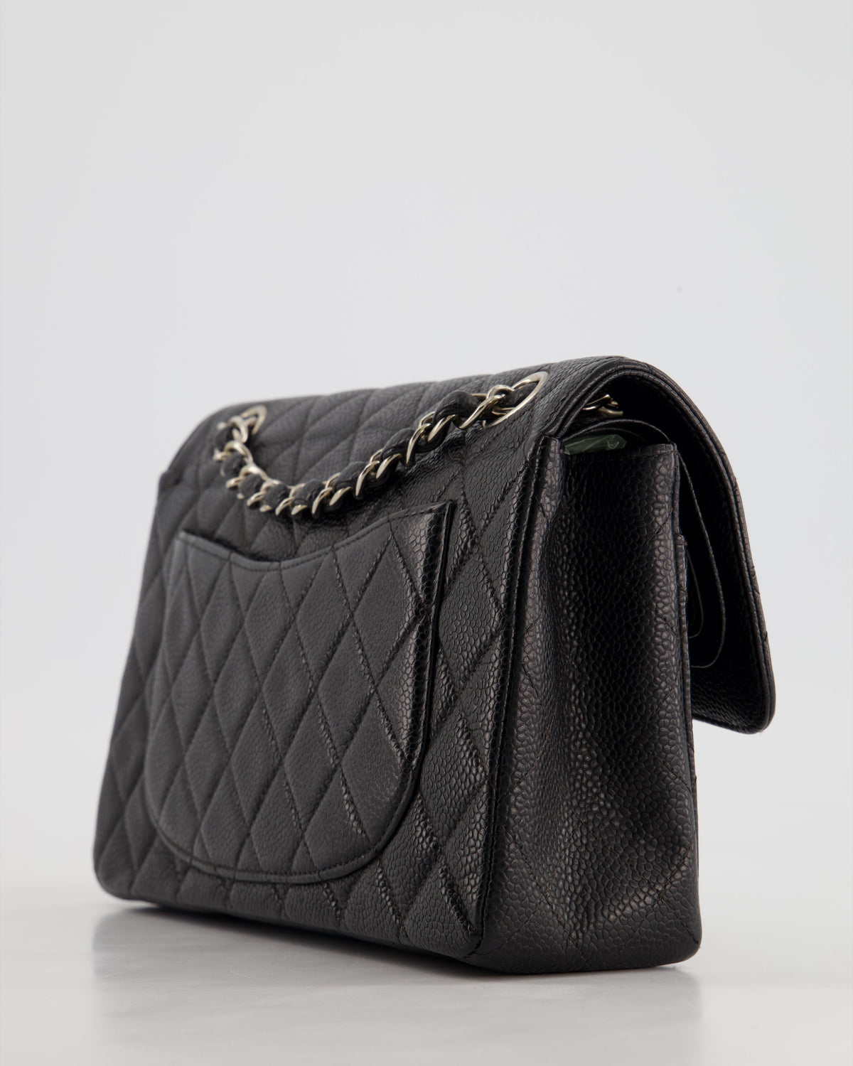 Chanel Vintage Black Small Classic Double Flap Bag in Caviar Leather with Silver Hardware RRP - ¬£8,850