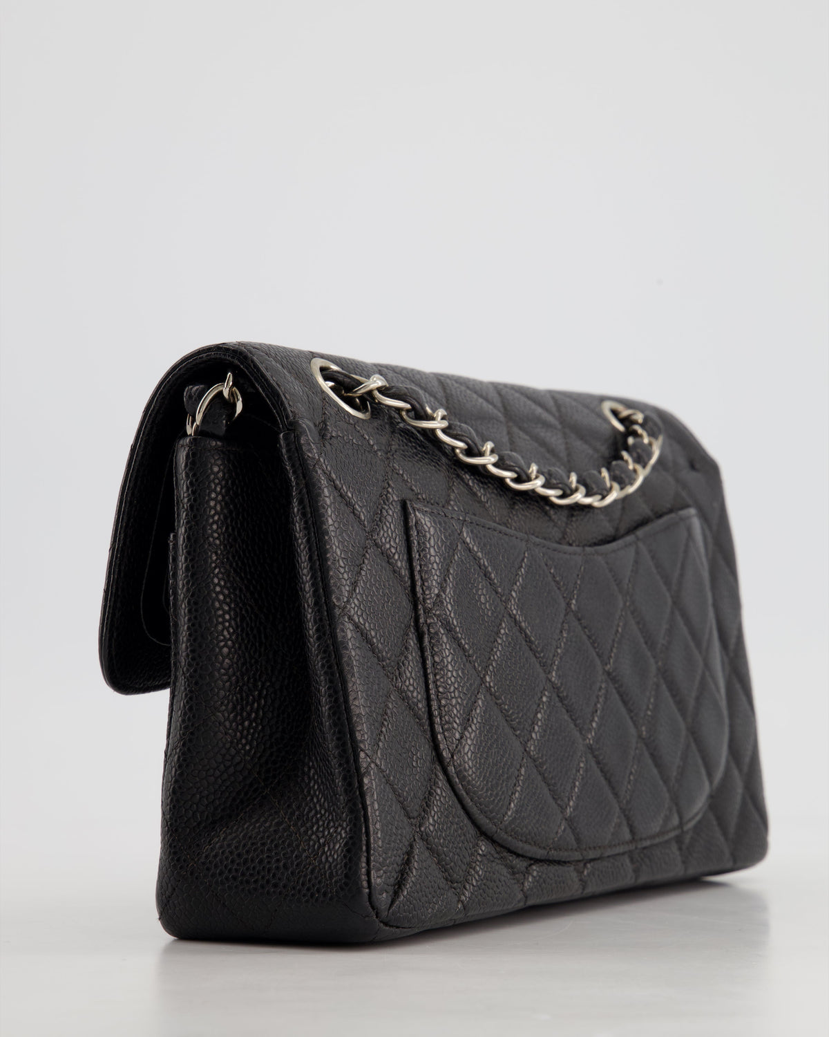 Chanel Vintage Black Small Classic Double Flap Bag in Caviar Leather with Silver Hardware RRP - ¬£8,850