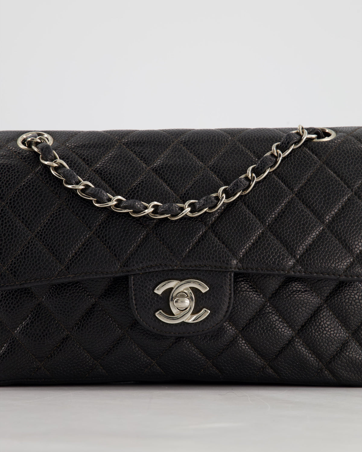 Chanel Vintage Black Small Classic Double Flap Bag in Caviar Leather with Silver Hardware RRP - ¬£8,850