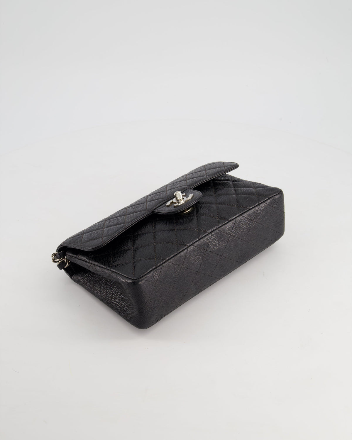 Chanel Vintage Black Small Classic Double Flap Bag in Caviar Leather with Silver Hardware RRP - ¬£8,850