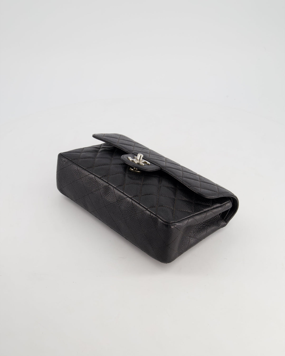 Chanel Vintage Black Small Classic Double Flap Bag in Caviar Leather with Silver Hardware RRP - ¬£8,850