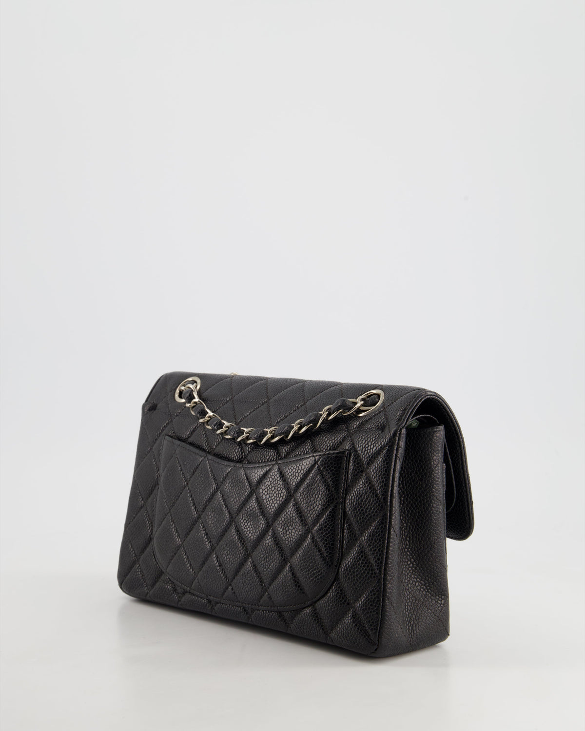 Chanel Vintage Black Small Classic Double Flap Bag in Caviar Leather with Silver Hardware RRP - ¬£8,850