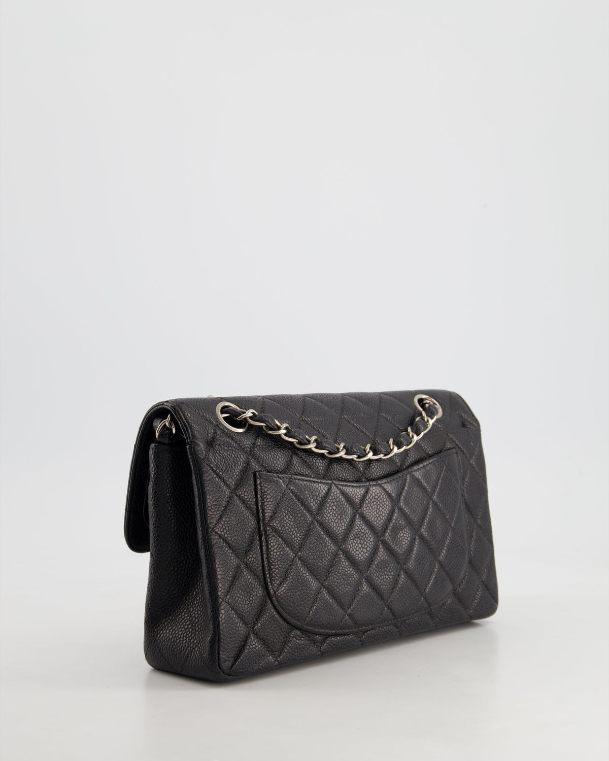 Chanel Vintage Black Small Classic Double Flap Bag in Caviar Leather with Silver Hardware RRP - ¬£8,850