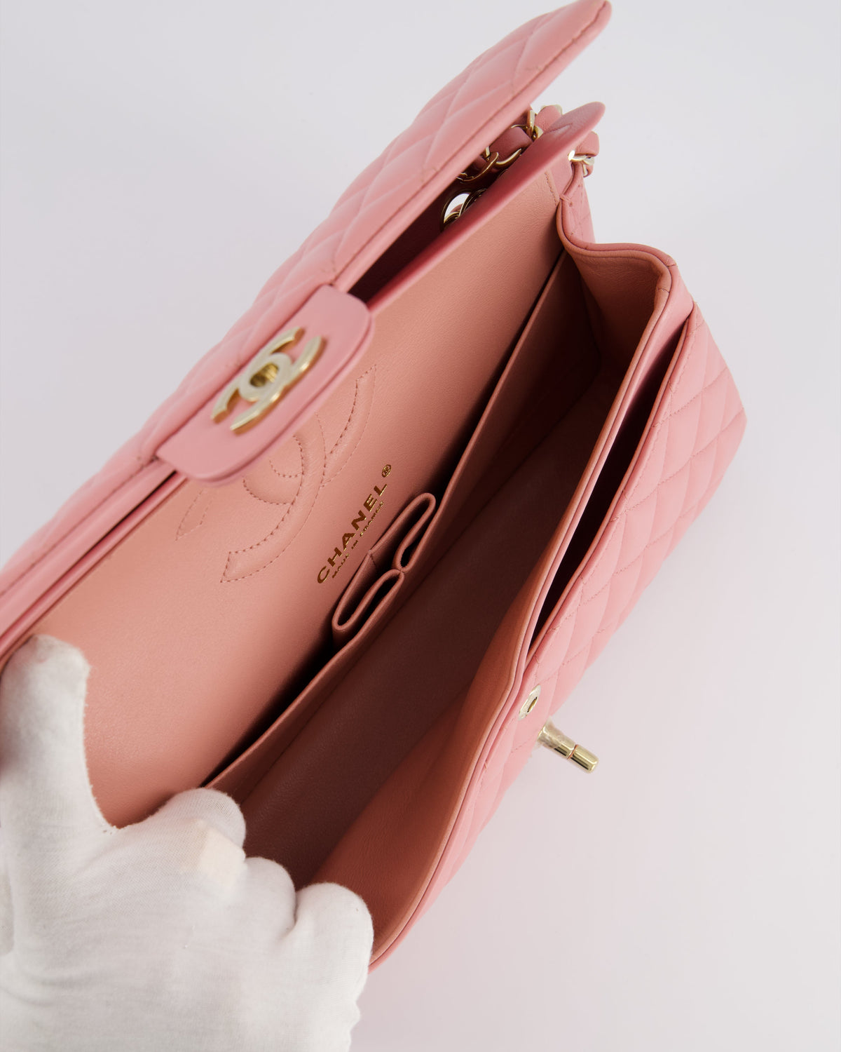 Chanel Pink Medium Double Flap Bag in Lambskin Leather with Gold Hardware RRP ¬£8,850