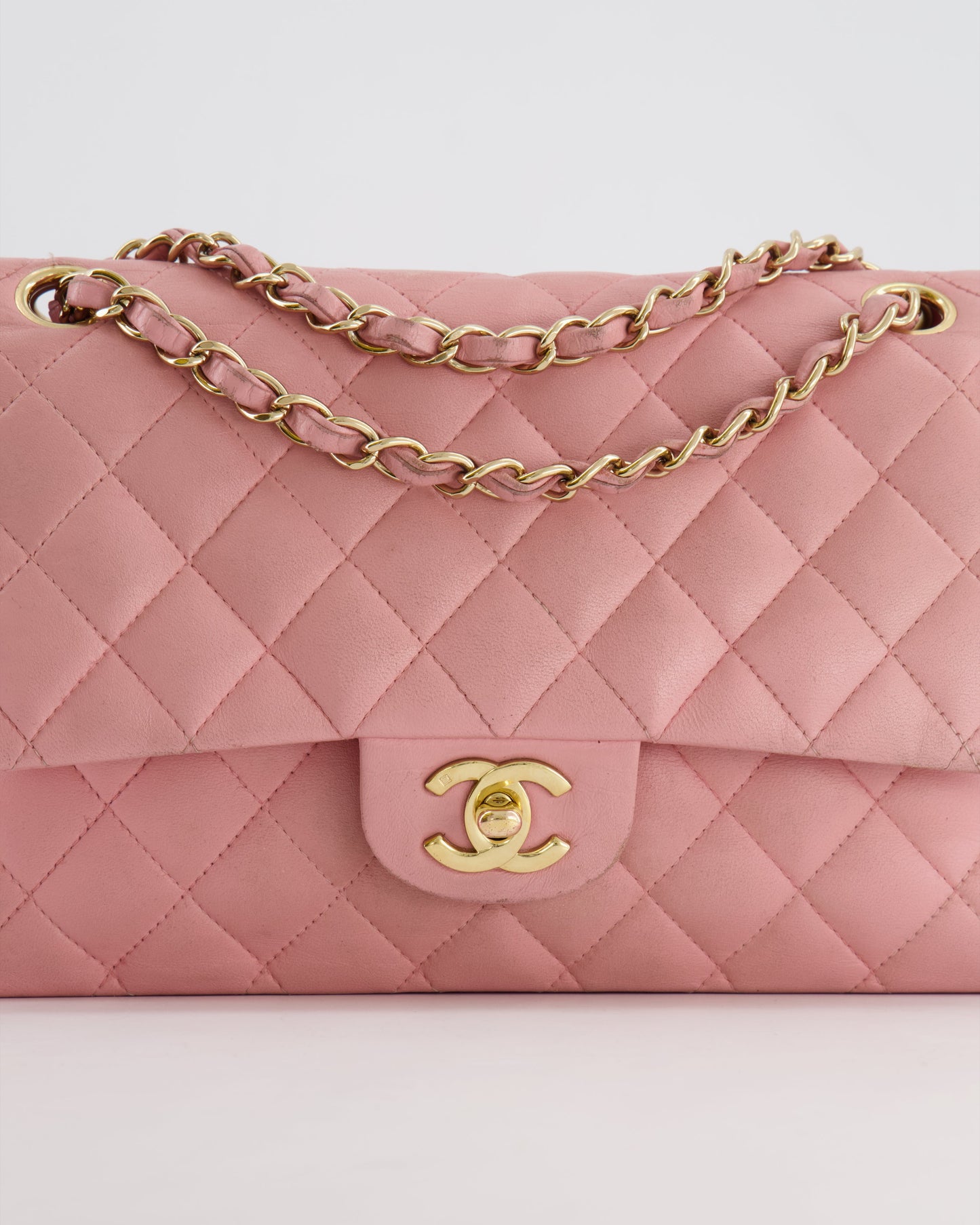 *FIRE PRICE* Chanel Bubblegum Pink Vintage Classic Medium Double Flap Bag in Lambskin Leather with 24K Gold Hardware