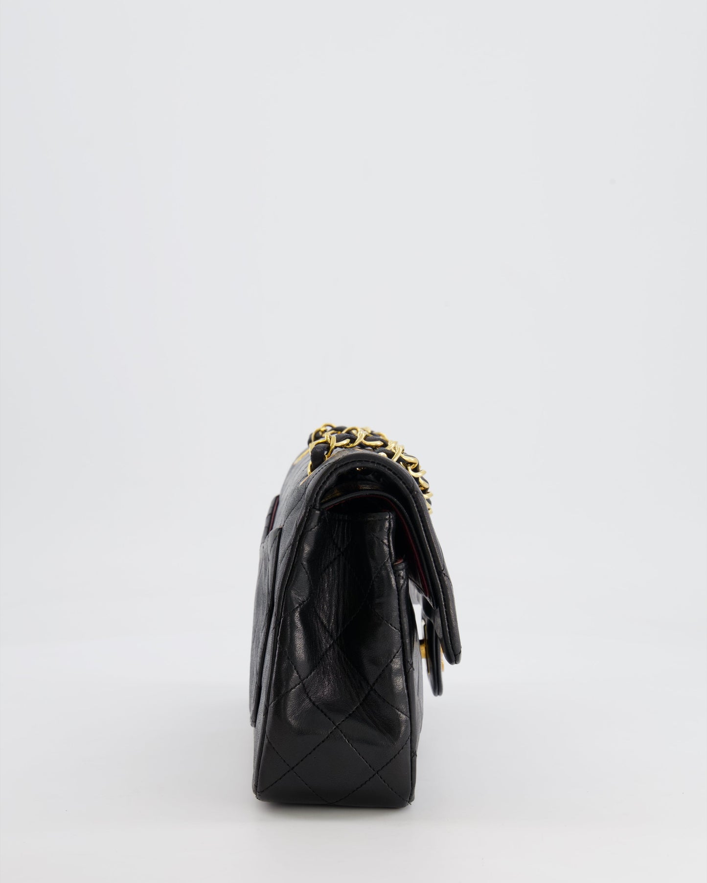Chanel Black Vintage Classic Small Double Flap Bag in Lambskin Leather with 24K Gold Hardware