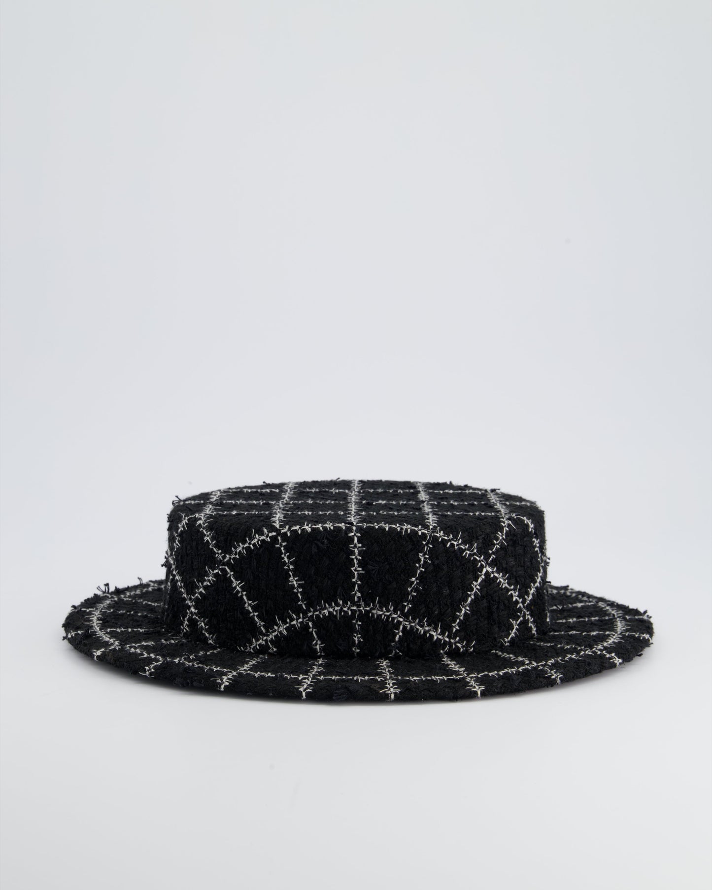 Chanel Black, White 19/K Tweed CC Hat Size S