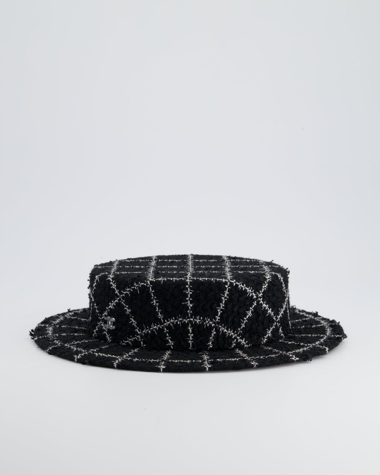 Chanel Black, White 19/K Tweed CC Hat Size S