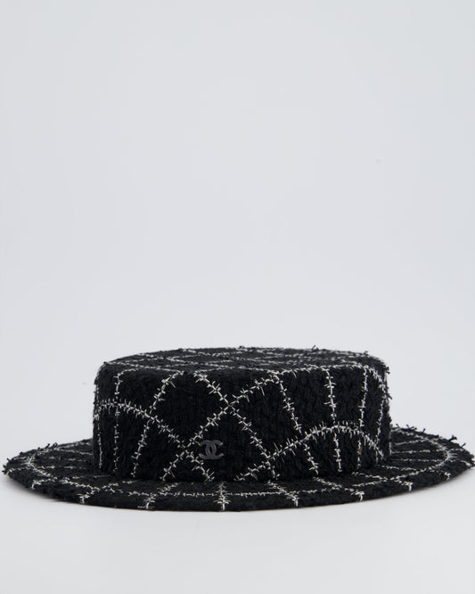 Chanel Black, White 19/K Tweed CC Hat Size S