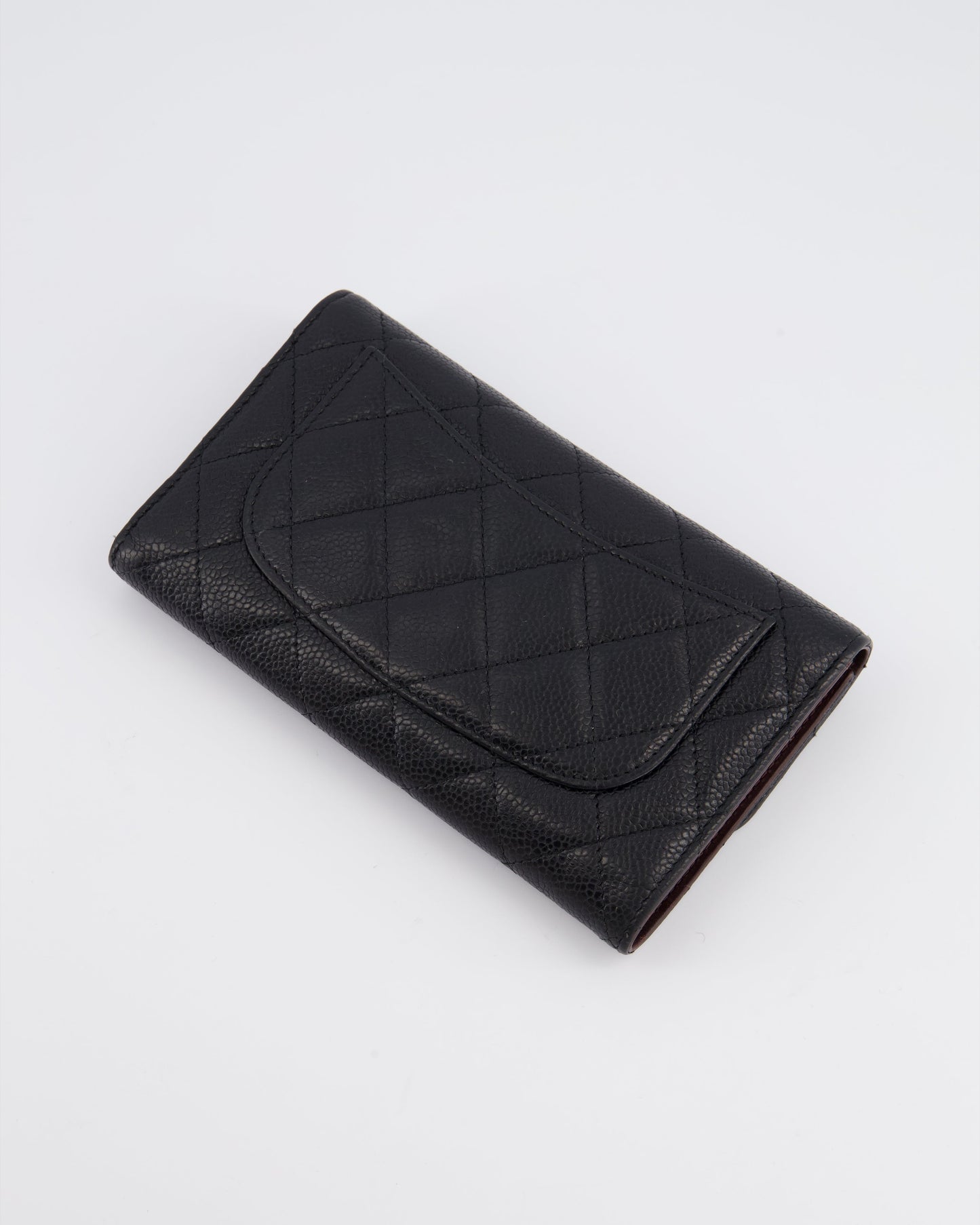 Chanel Black Caviar Leather Wallet with Silver Hardware