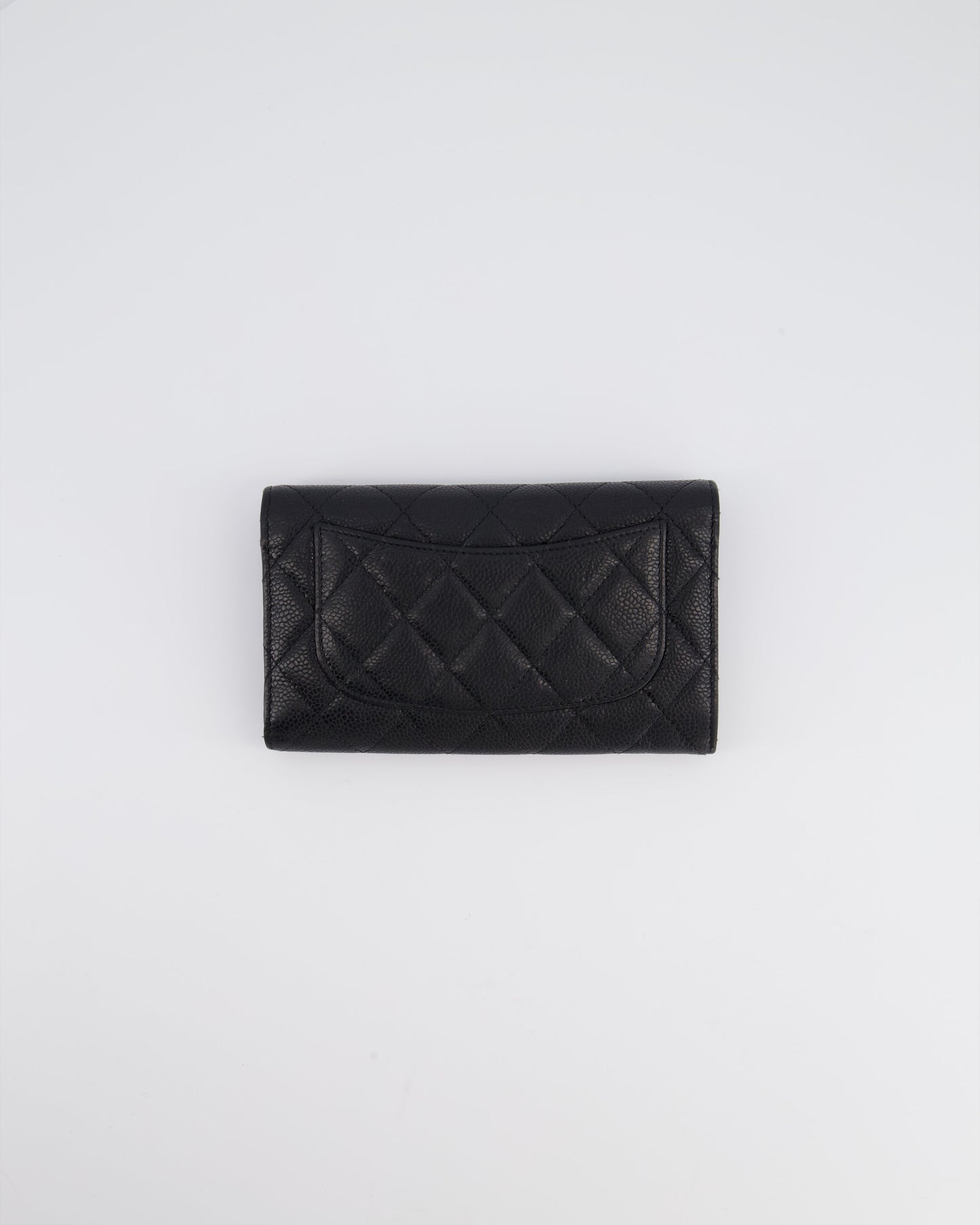 Chanel Black Caviar Leather Wallet with Silver Hardware