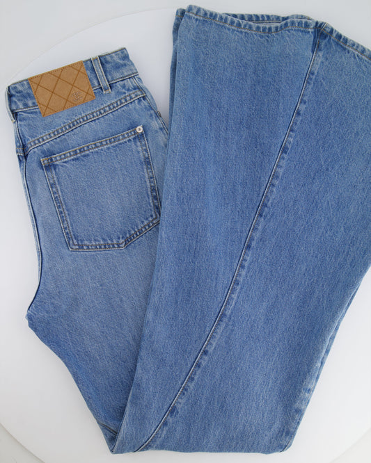 Chanel Blue Bootcut Jeans with Crystal CC Logo Detail Size FR 34 (UK 6)