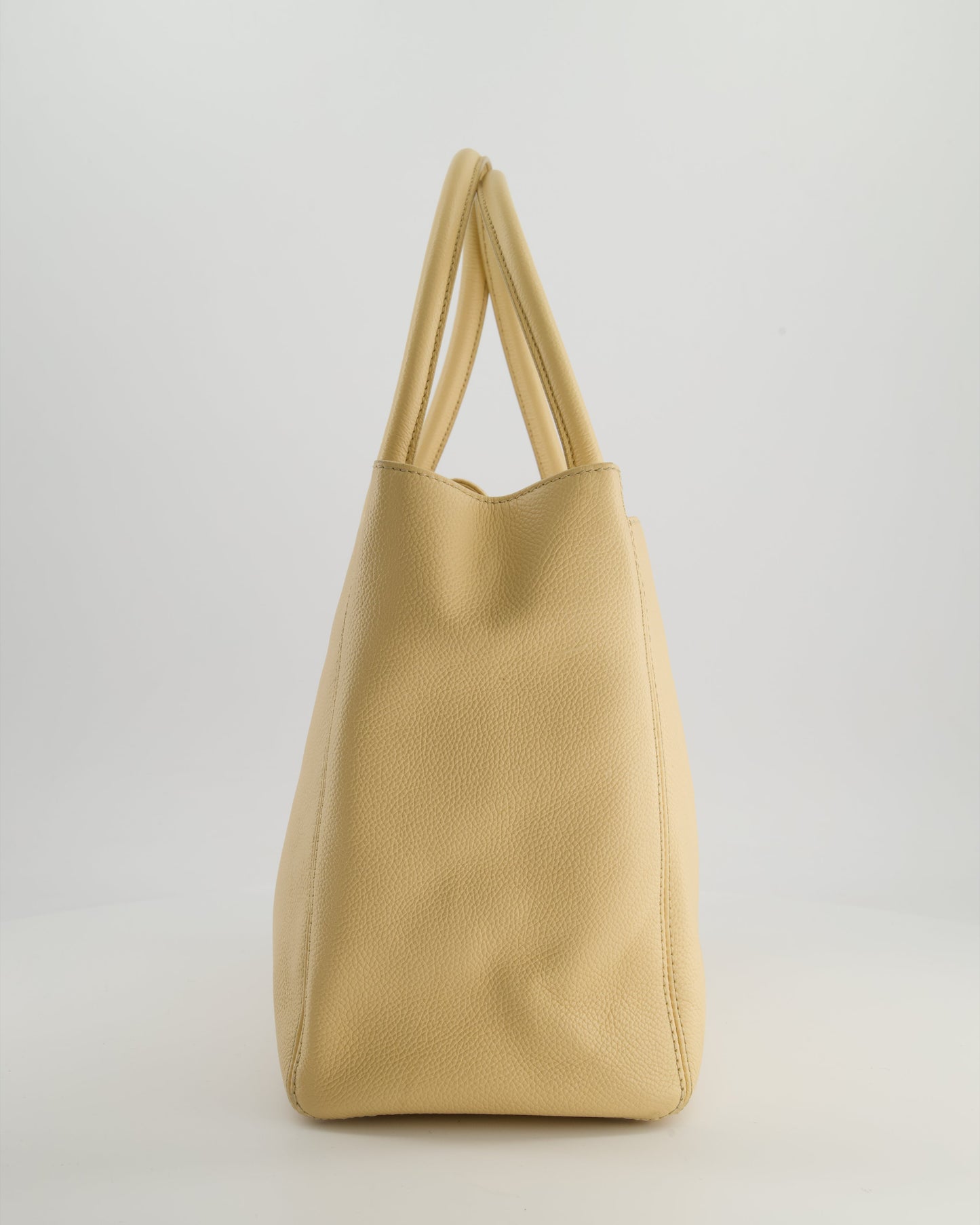Chanel Vintage Beige Executive Tote Bag in Calfskin Leather with Silver Hardware