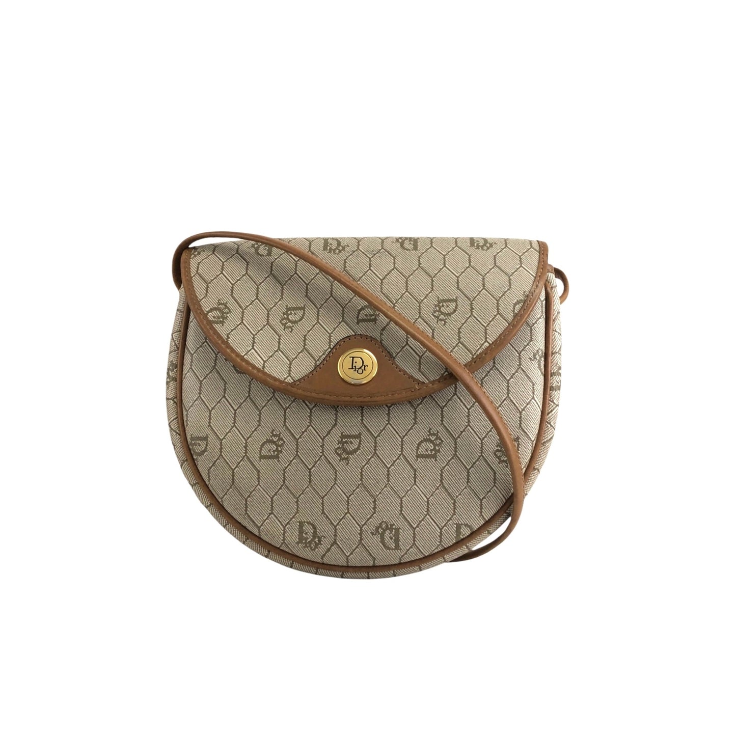 Christian Dior Honeycomb Pattern Shoulder bag Beige Vintage 6kz754
