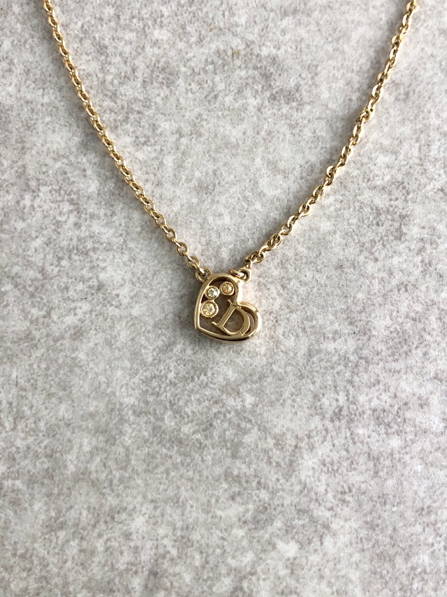Christian Dior Heart Motif Necklace Gold Vintage 8guxy2