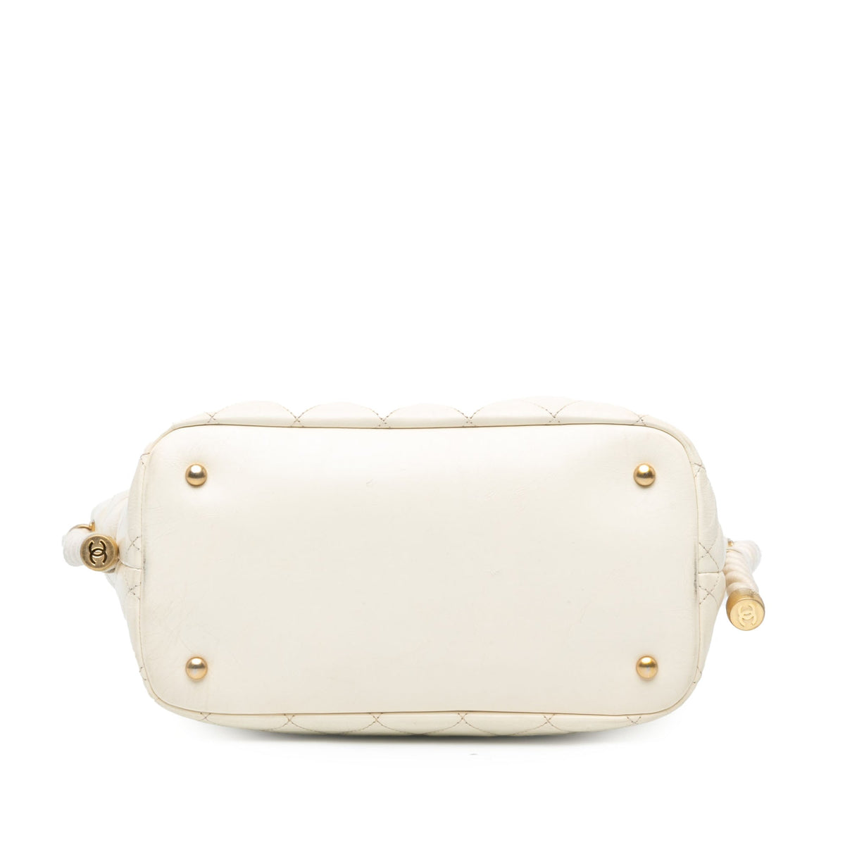 White Chanel Crumpled Calfskin En Vogue Rope Satchel