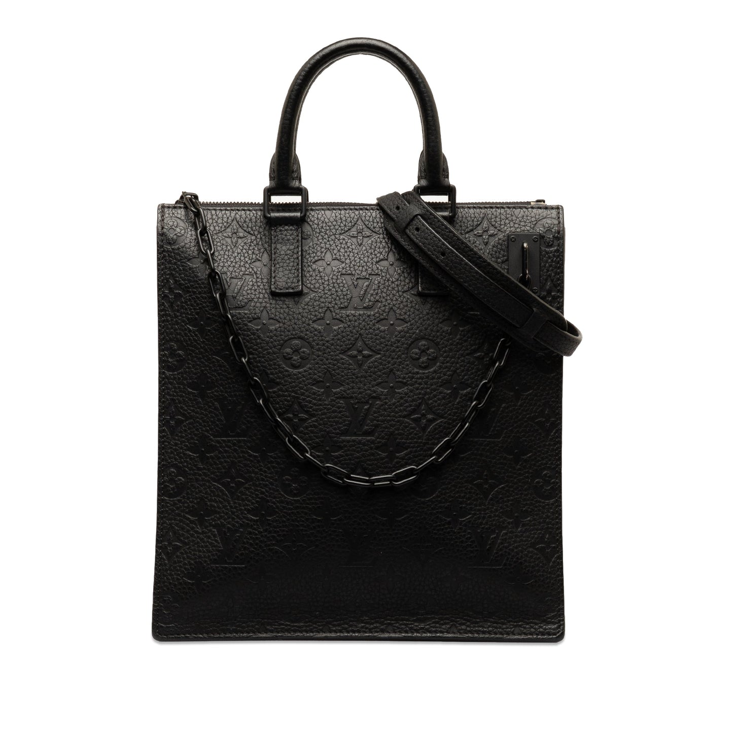 Black Louis Vuitton Monogram Taurillon Sac Plat Satchel