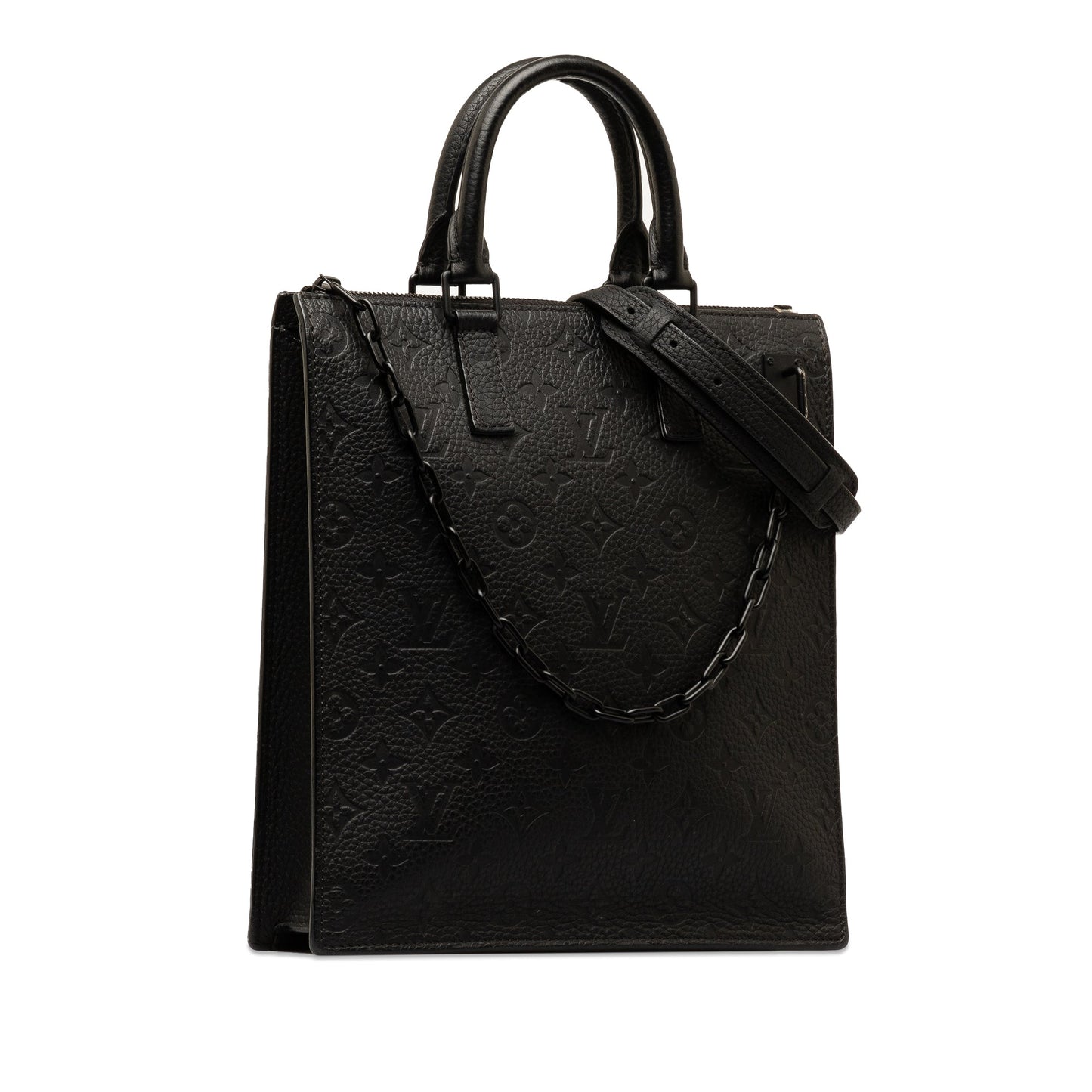 Black Louis Vuitton Monogram Taurillon Sac Plat Satchel