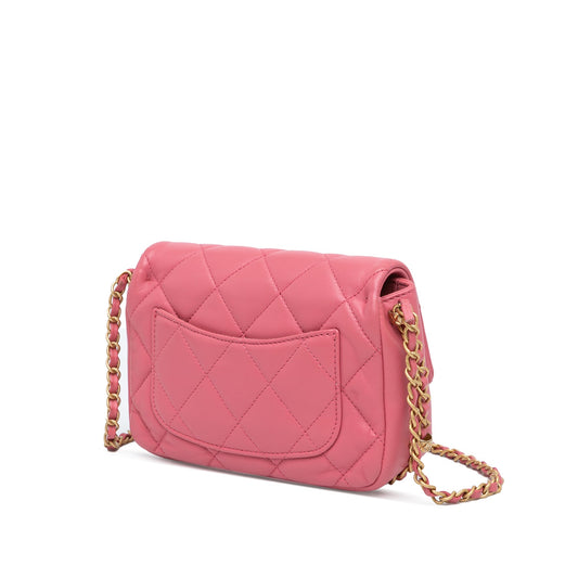 Pink Chanel Small Quilted Lambskin Dynasty Flap Crossbody Bag