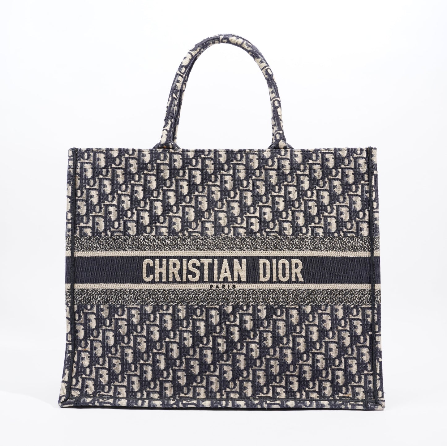 Christian Dior Book Tote Dior Oblique Embroidery Canvas Large