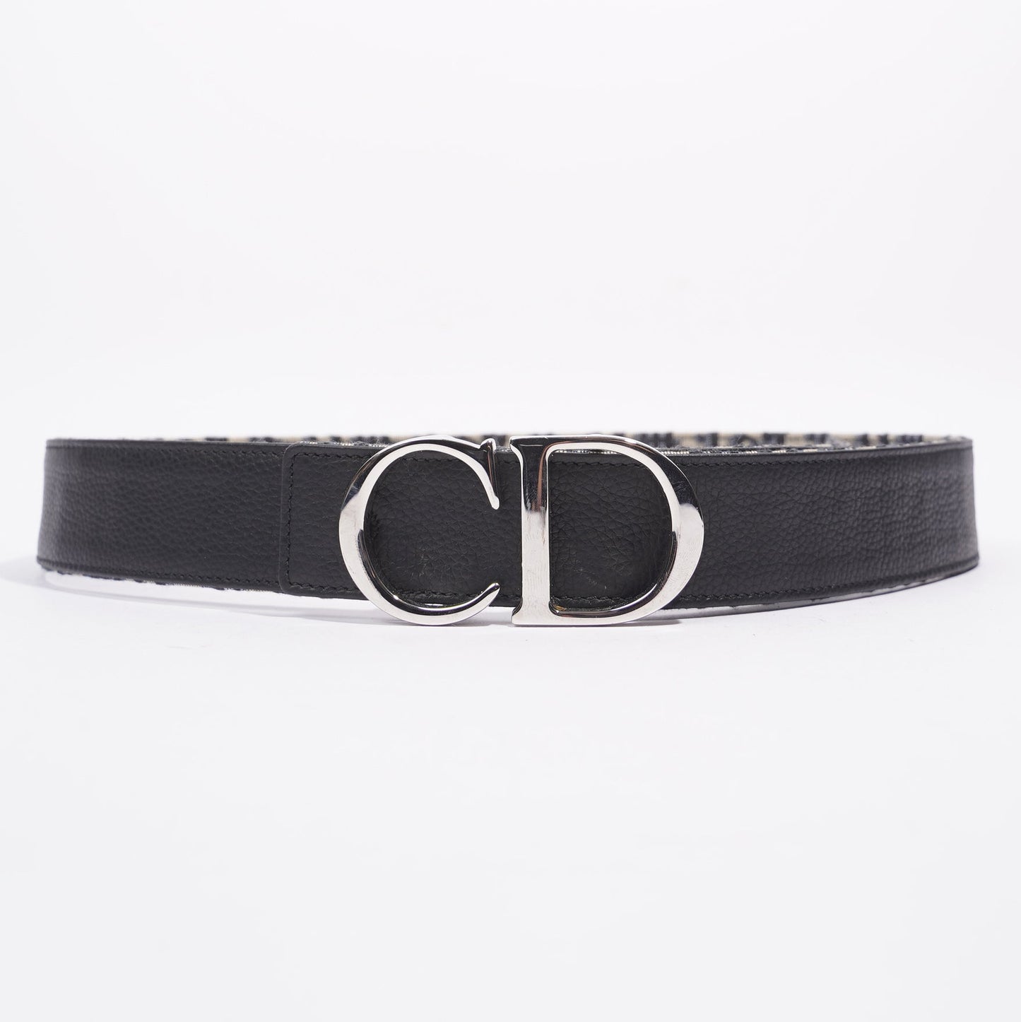 Christian Dior 30 Montaigne Reversible Belt Black / Oblique Leather 37" 94cm