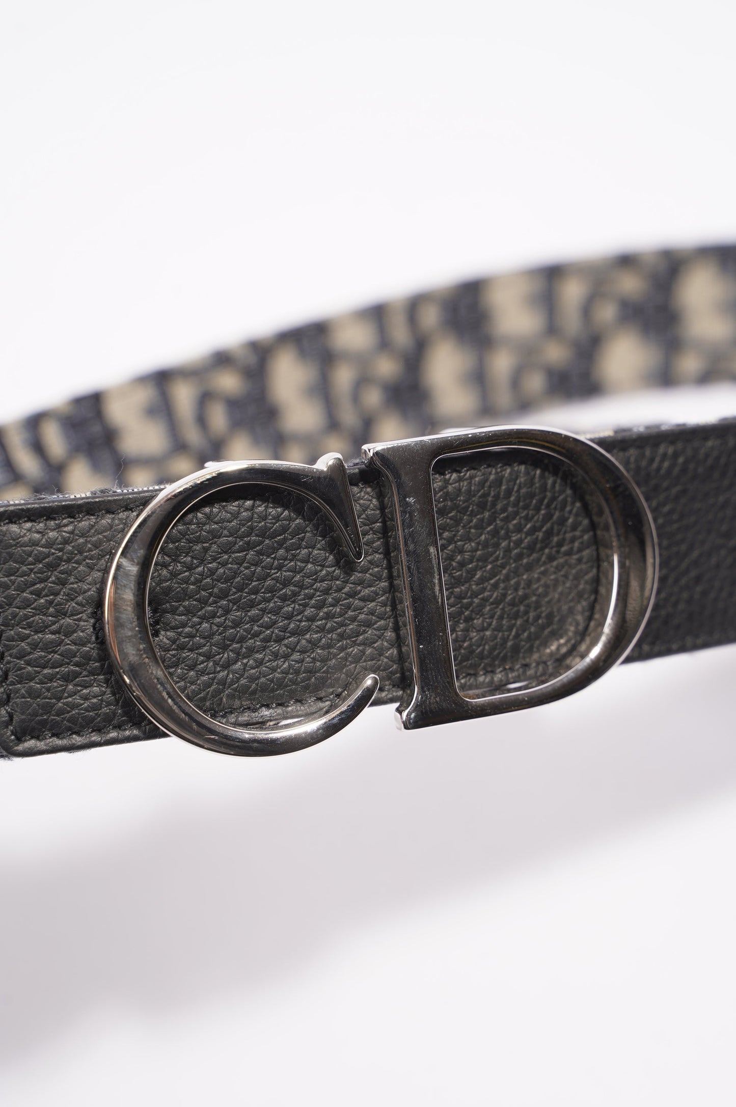 Christian Dior 30 Montaigne Reversible Belt Black / Oblique Leather 37" 94cm