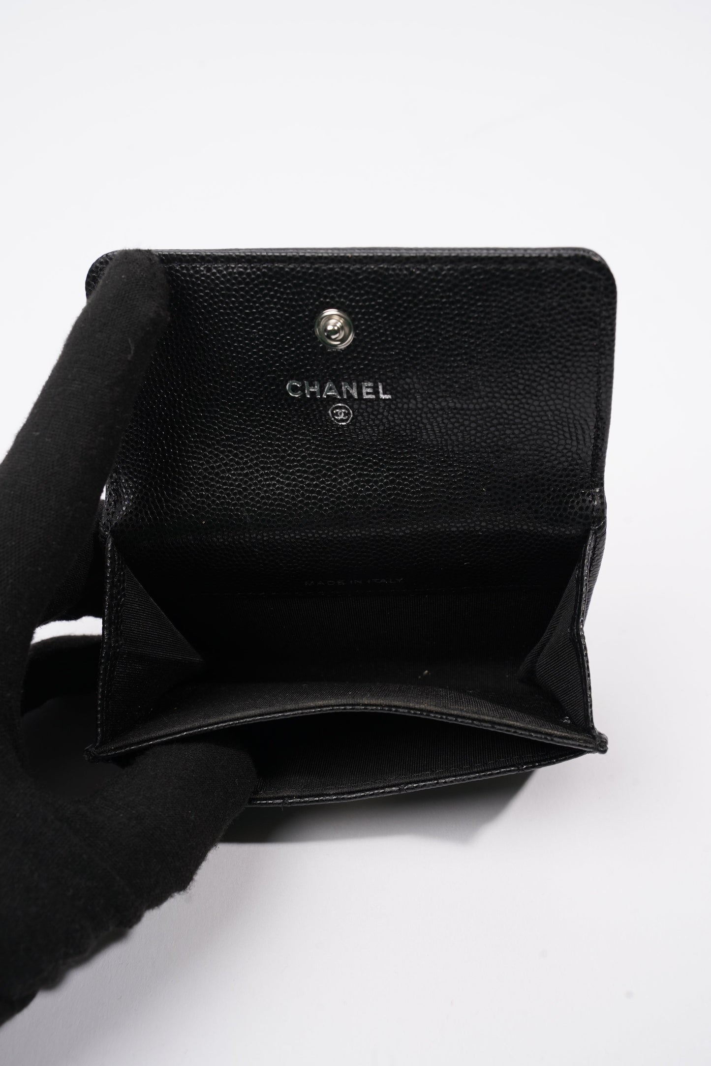 Chanel Tri-fold Boy Small Wallet Black Caviar Leather
