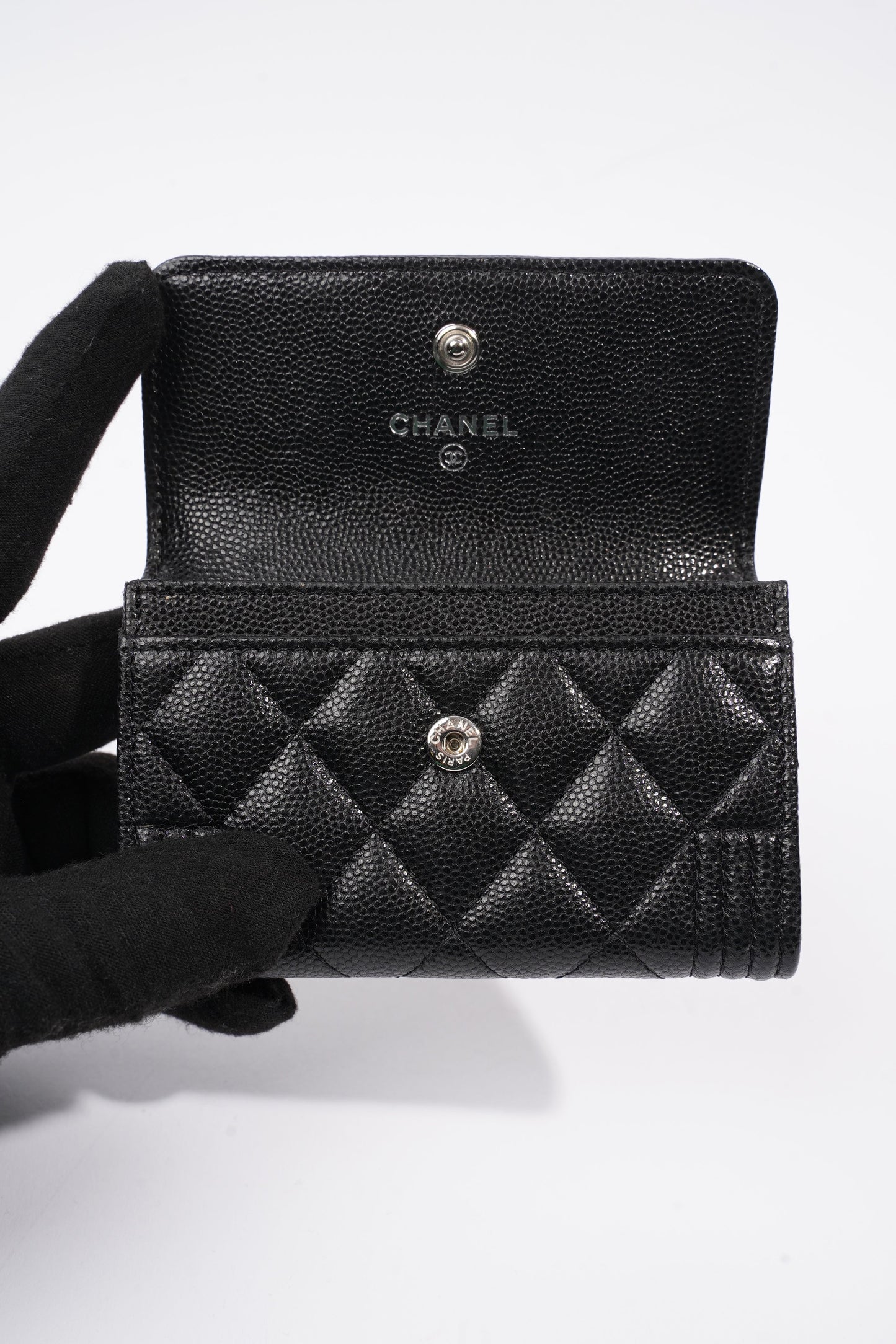 Chanel Tri-fold Boy Small Wallet Black Caviar Leather