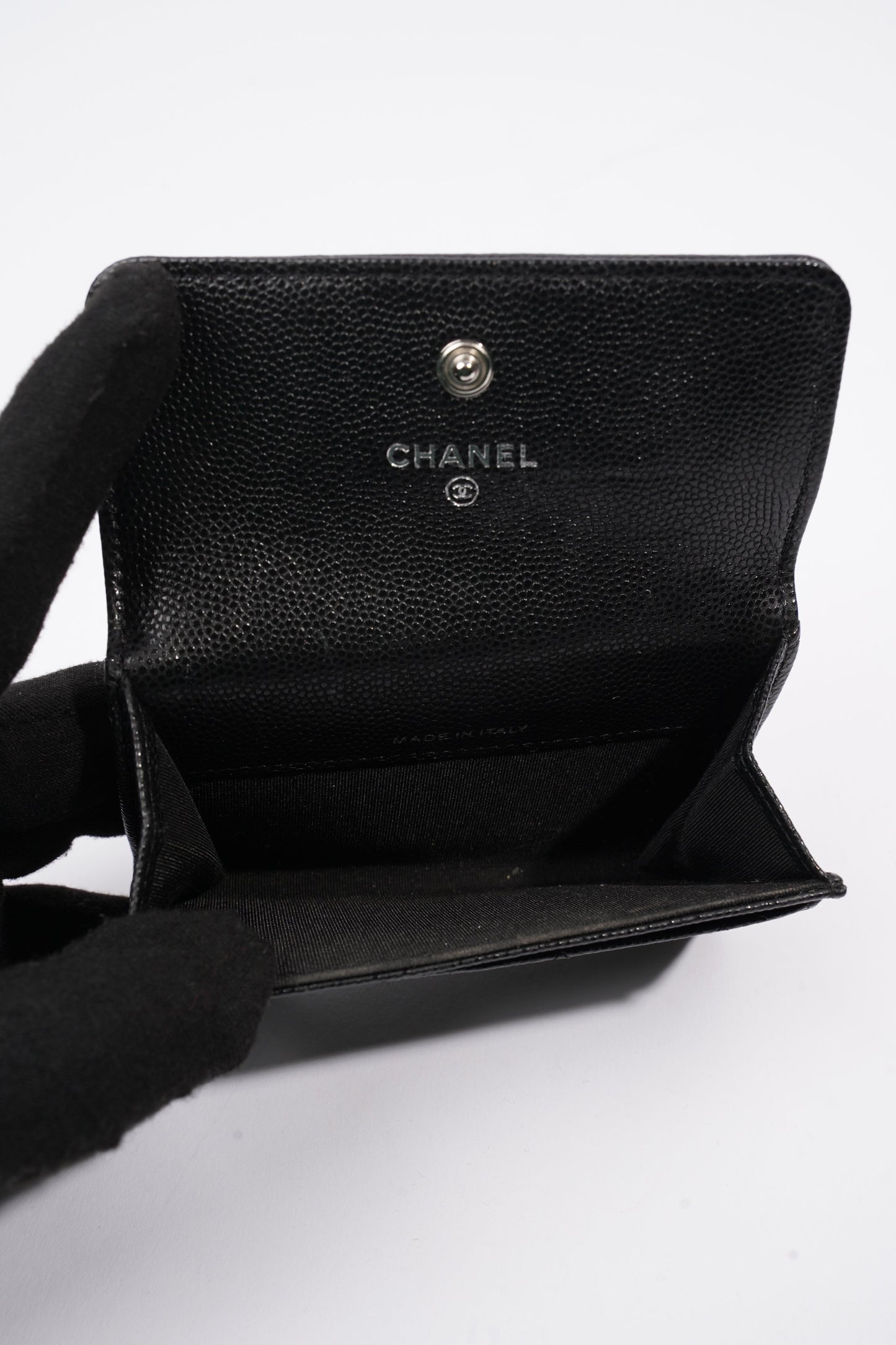 Chanel Tri-fold Boy Small Wallet Black Caviar Leather