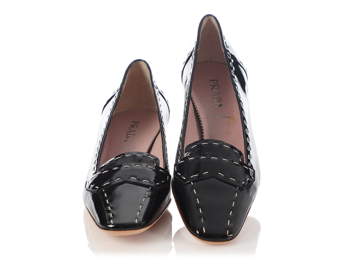 Prada Black Patent Buffalo City Loafers