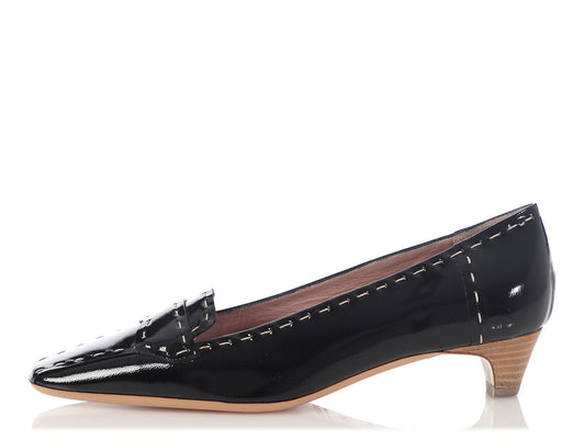 Prada Black Patent Buffalo City Loafers