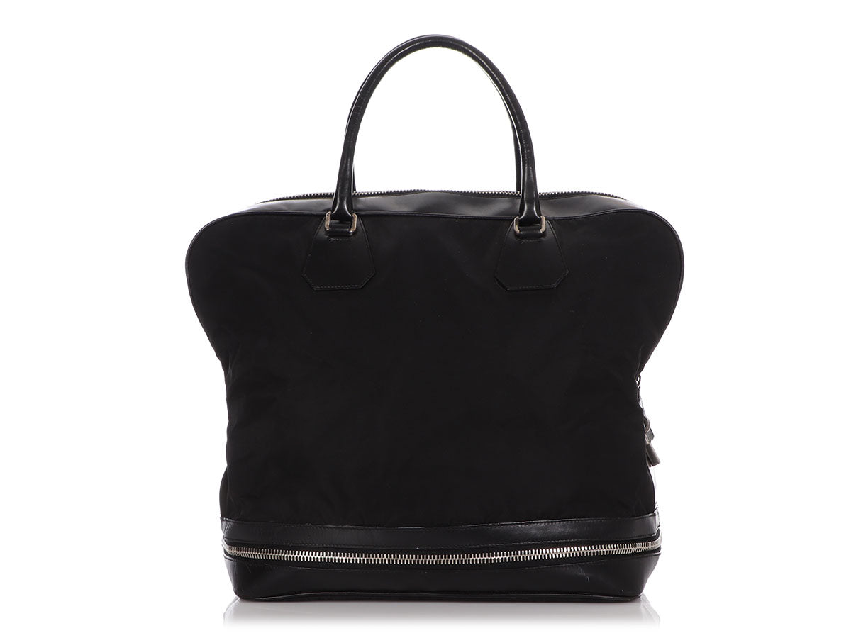Prada Black Nylon and Leather Expandable Bag