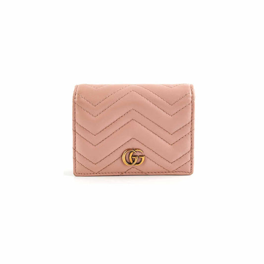 Gucci GG Marmont Card Case Wallet Dusty Pink