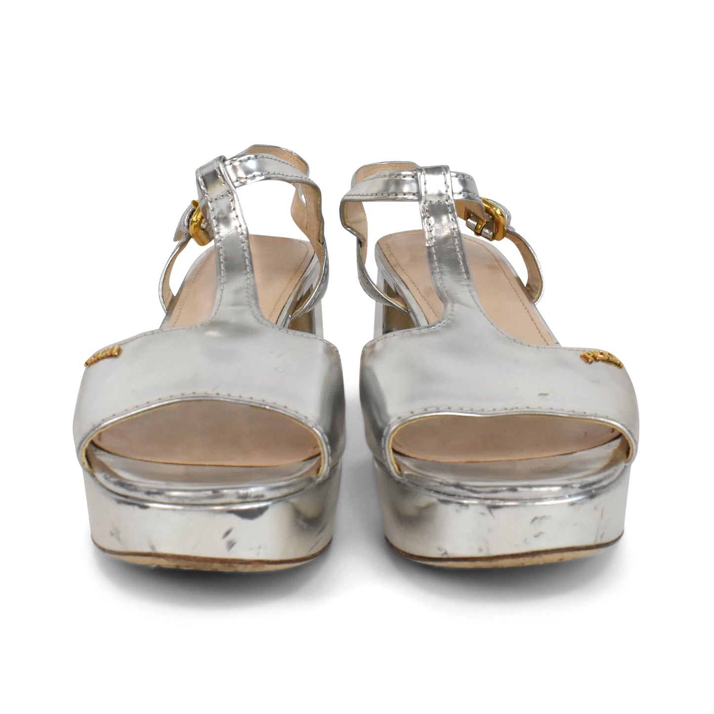 Prada 'Metallic Platform' Sandals - Women's 39
