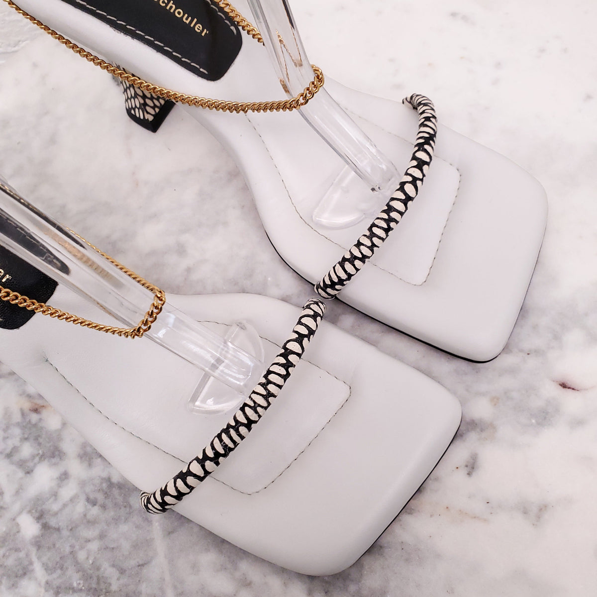 PROENZA SCHOULER WHITE CHAIN HEELS - SIZE 38