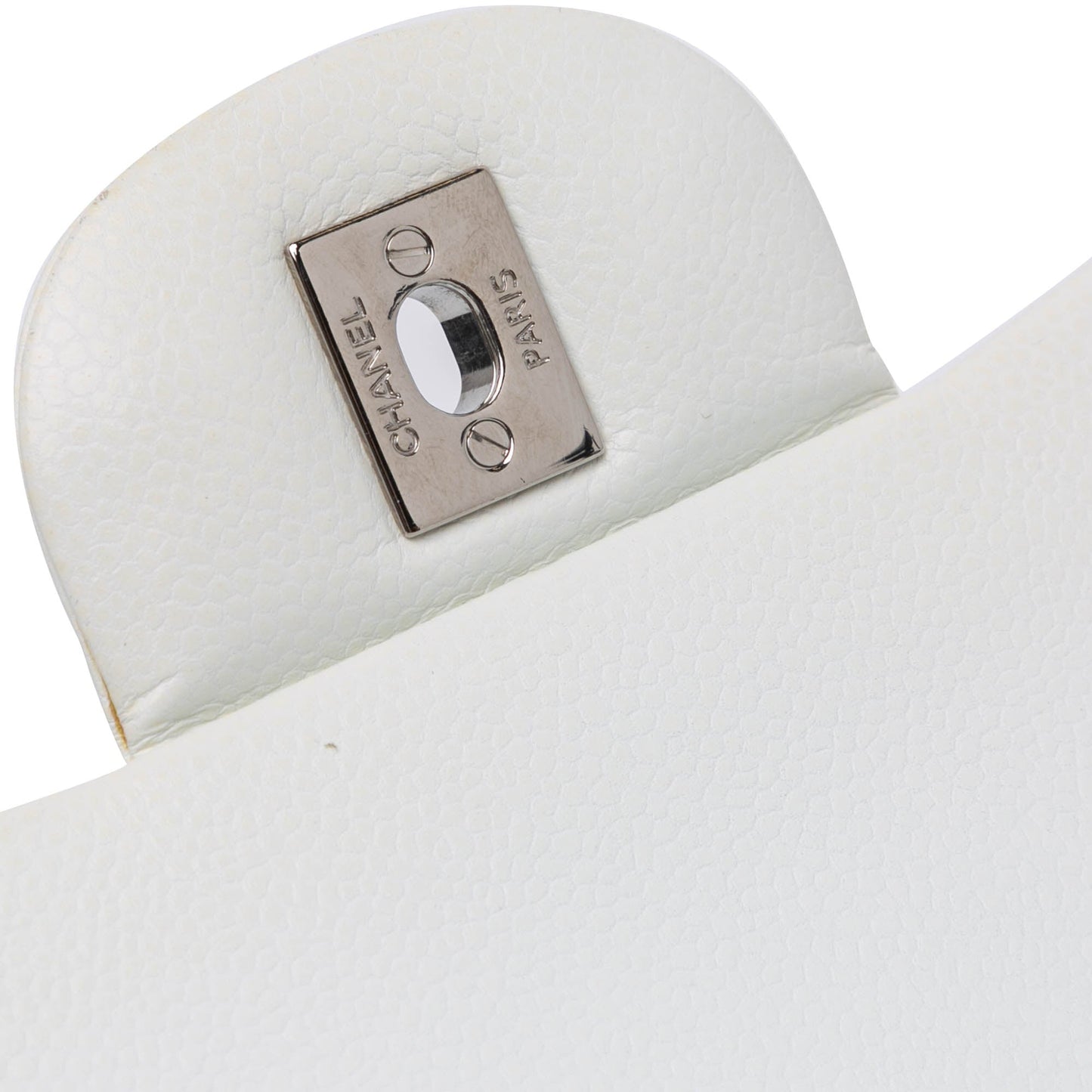 White Chanel Jumbo Classic Caviar Double Flap Shoulder Bag