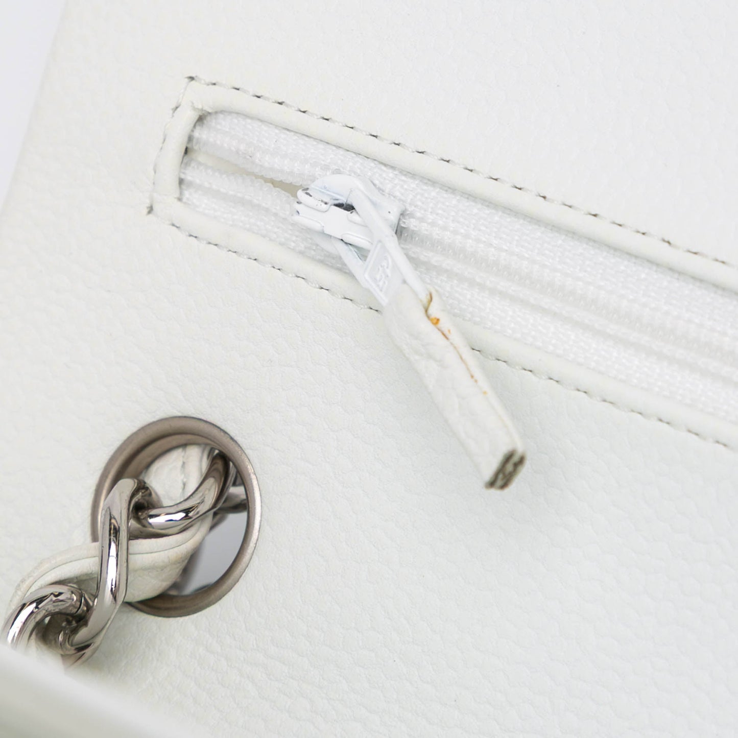 White Chanel Jumbo Classic Caviar Double Flap Shoulder Bag