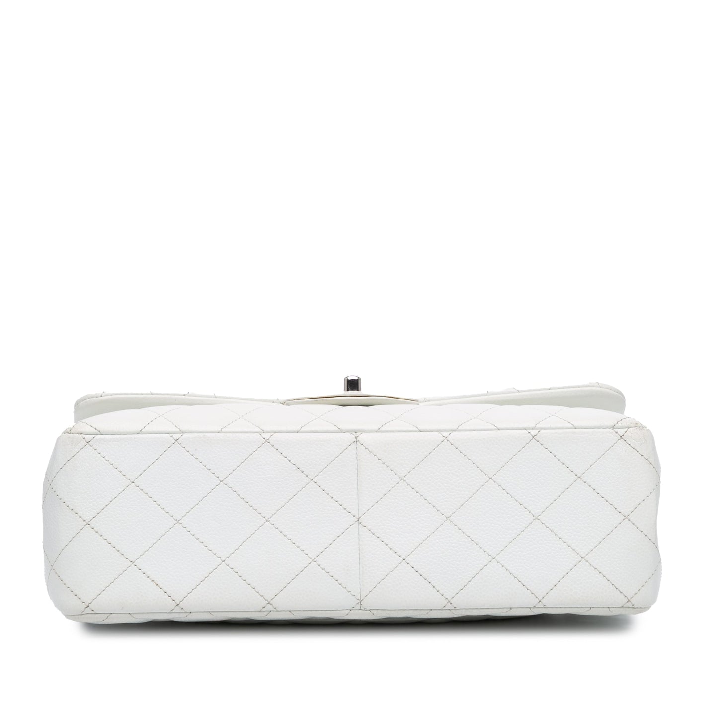White Chanel Jumbo Classic Caviar Double Flap Shoulder Bag