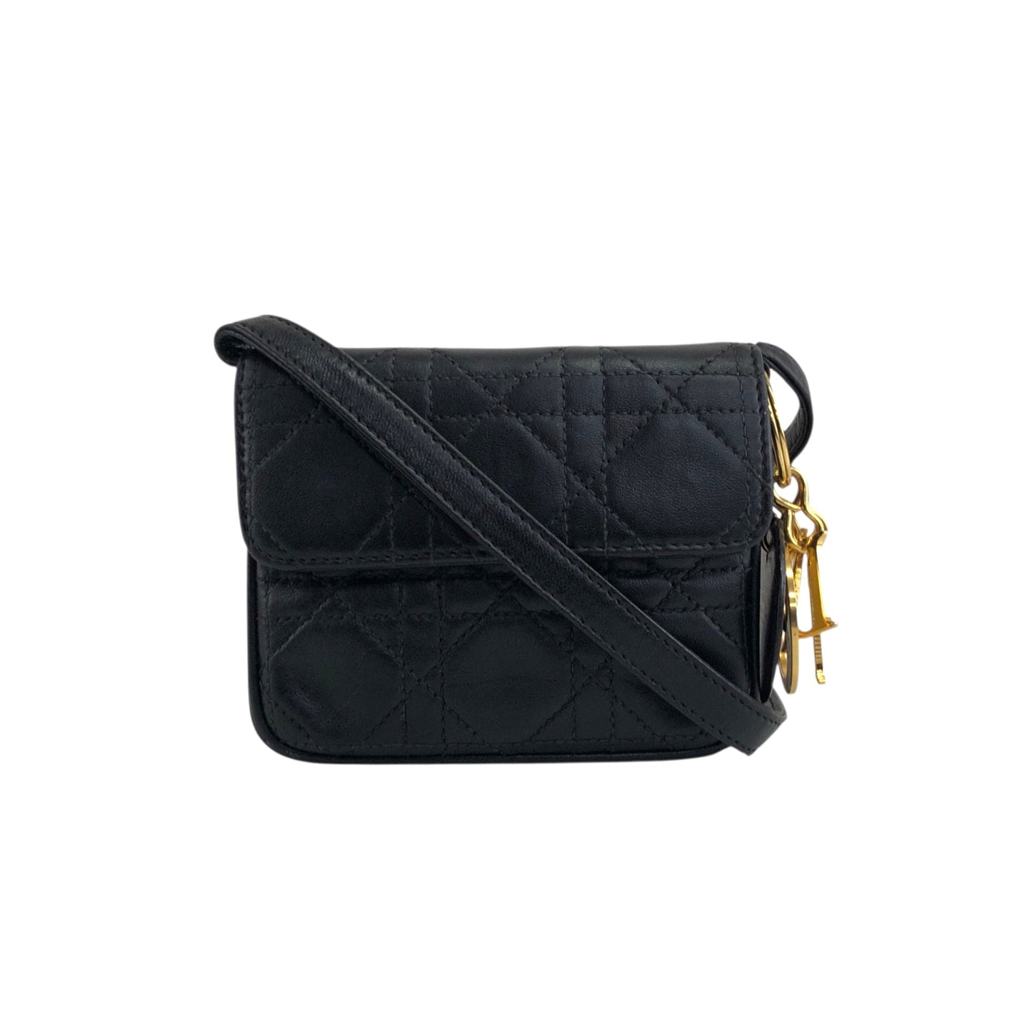 Christian Dior Lady Dior Cannage Small Shoulder bag Black Vintage mppar4