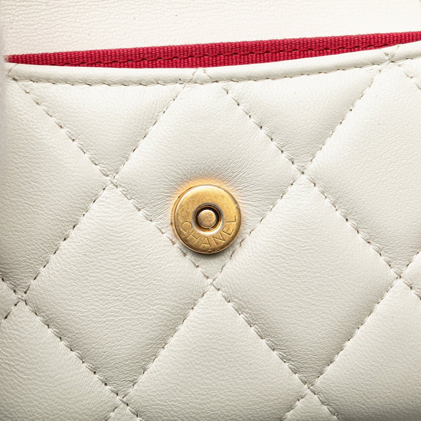 White Chanel Quilted Lambskin Coco Love Card Holder On Chain Crossbody Bag