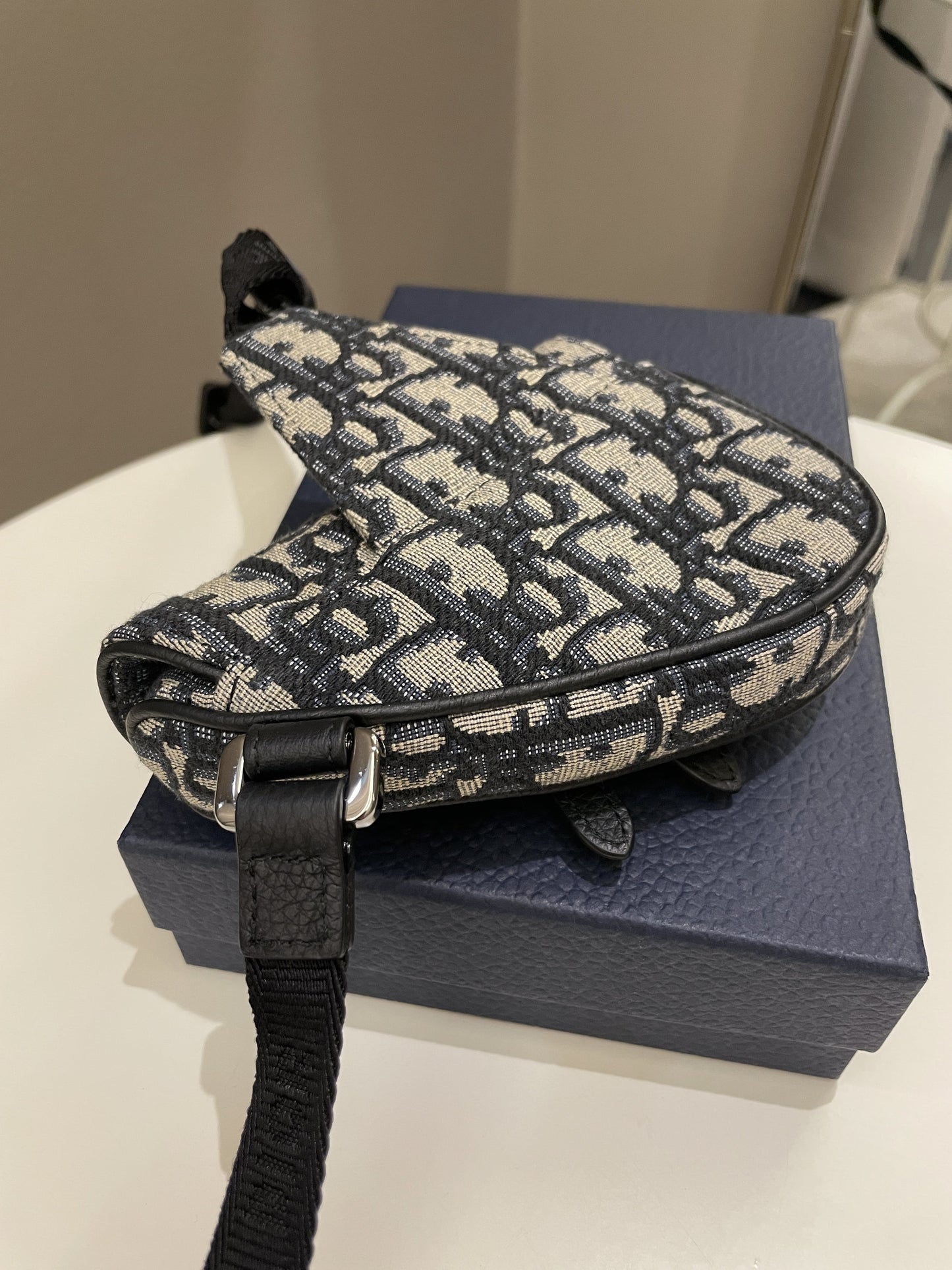 Dior Saddle Nano Crossbody Case Blue Oblique